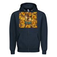 Navy be kind bee and sunflowers Zipper Hoodie - Artiststas