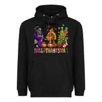 Black Happy Hallothanksmas Heavyweight Hoodie - texasbilliewilder
