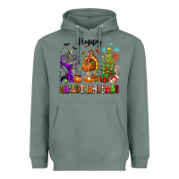 Sage Happy Hallothanksmas Heavyweight Hoodie - texasbilliewilder