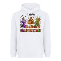 White Happy Hallothanksmas Heavyweight Hoodie - texasbilliewilder