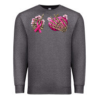 Charcoal Heather Breast Cancer skeleton hands Premium Sweatshirt - NancyCooperArtShop