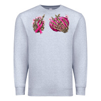 Heather Grey Breast Cancer skeleton hands Premium Sweatshirt - NancyCooperArtShop
