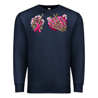 Navy Breast Cancer skeleton hands Premium Sweatshirt - NancyCooperArtShop