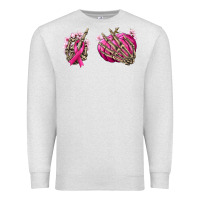Oatmeal Heather Breast Cancer skeleton hands Premium Sweatshirt - NancyCooperArtShop