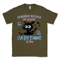 Army Green i survived 100 days of school cat Classic Tee - MaliasSmallBusiness