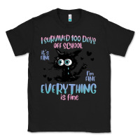 Black i survived 100 days of school cat Classic Tee - MaliasSmallBusiness