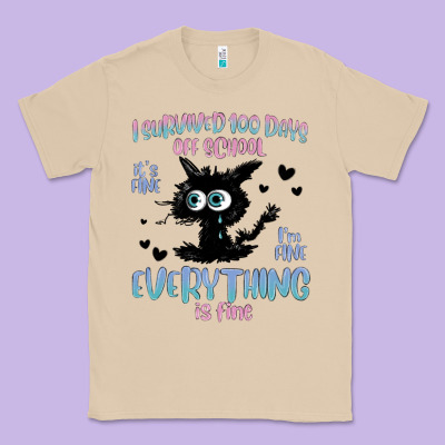 I Survived 100 Days Of School Cat Classic Tee Designed By Maliassmallbusiness