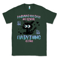 Sports Green i survived 100 days of school cat Classic Tee - MaliasSmallBusiness