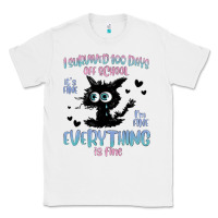 White i survived 100 days of school cat Classic Tee - MaliasSmallBusiness