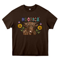Chocolate Brown Moorica Heavy Core Tee - CowhideDigitalArt