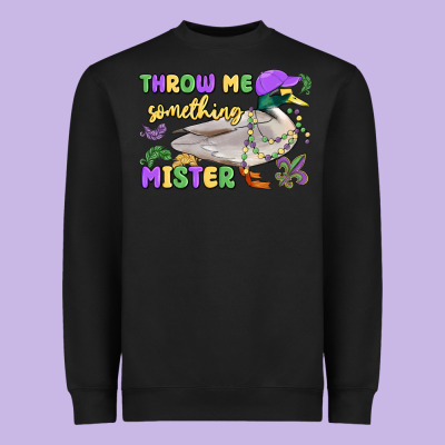 Throw Me Something Mister Mardi Gras Duck Heavyweight Sweatshirt Designed By Maliassmallbusiness