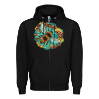Black leopard honeycomb with bee Zipper Hoodie - Artiststas