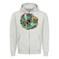 Dove Grey leopard honeycomb with bee Zipper Hoodie - Artiststas