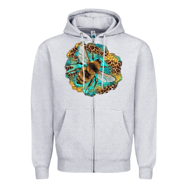 Leopard Honeycomb With Bee Zipper Hoodie by Artiststas | Teevron