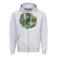 Heather Grey leopard honeycomb with bee Zipper Hoodie - Artiststas