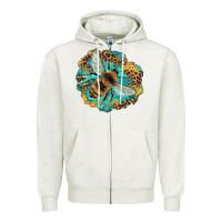 Oatmeal Heather leopard honeycomb with bee Zipper Hoodie - Artiststas