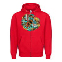 Red leopard honeycomb with bee Zipper Hoodie - Artiststas