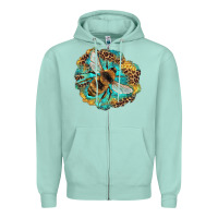 Seafoam leopard honeycomb with bee Zipper Hoodie - Artiststas