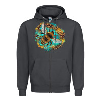 Smoke leopard honeycomb with bee Zipper Hoodie - Artiststas