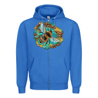True Royal leopard honeycomb with bee Zipper Hoodie - Artiststas