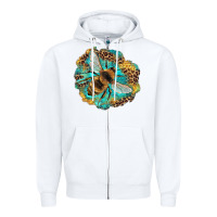 White leopard honeycomb with bee Zipper Hoodie - Artiststas