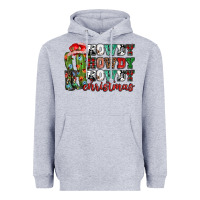 Heather Grey Howdy howdy howdy Christmas Heavyweight Hoodie - NancyCooperArtShop