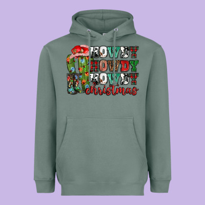 Howdy Howdy Howdy Christmas Heavyweight Hoodie Designed By Nancycooperartshop