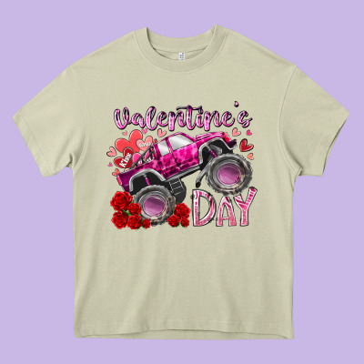 Valentines Day Monster Truck Heavy Core Tee Designed By Racoondesign