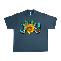 Midnight Navy joy with sunflower and cactus ado Urban Heavy Tee - AdoDesignShop