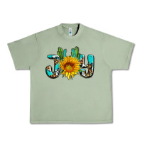 Oil Green joy with sunflower and cactus ado Urban Heavy Tee - AdoDesignShop