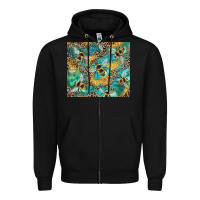 Black honeycomb and bees with leopard Zipper Hoodie - Artiststas