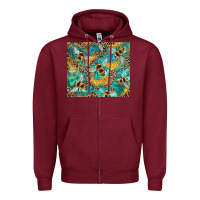 Burgundy honeycomb and bees with leopard Zipper Hoodie - Artiststas
