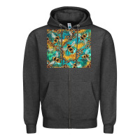 Charcoal Heather honeycomb and bees with leopard Zipper Hoodie - Artiststas