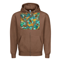 Chestnut honeycomb and bees with leopard Zipper Hoodie - Artiststas