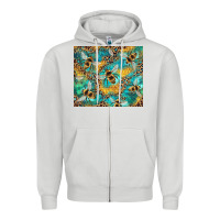 Dove Grey honeycomb and bees with leopard Zipper Hoodie - Artiststas