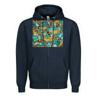 Navy honeycomb and bees with leopard Zipper Hoodie - Artiststas