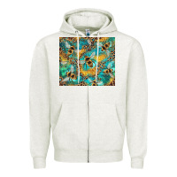 Oatmeal Heather honeycomb and bees with leopard Zipper Hoodie - Artiststas