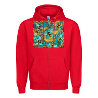 Red honeycomb and bees with leopard Zipper Hoodie - Artiststas