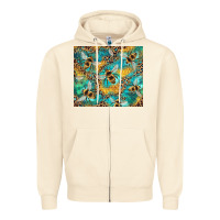 Sandshell honeycomb and bees with leopard Zipper Hoodie - Artiststas