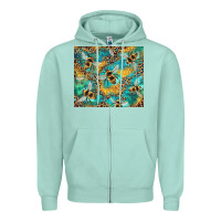 Seafoam honeycomb and bees with leopard Zipper Hoodie - Artiststas