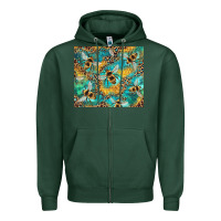 Sports Green honeycomb and bees with leopard Zipper Hoodie - Artiststas