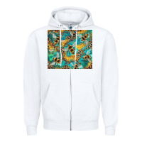 White honeycomb and bees with leopard Zipper Hoodie - Artiststas