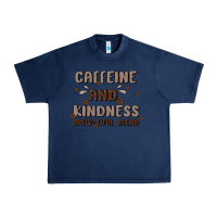 Navy caffeine & kindness Urban Heavy Tee - MaliasSmallBusiness
