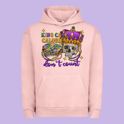 King Cake Calories Don't Count Skull Urban Hoodie Designed By Fadigitalartstudio
