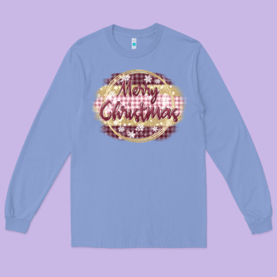 Merry Christmas Pink Long Sleeve Tee Designed By Maliassmallbusiness