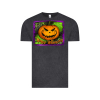 Vintage Black Happy Halloween Pumpkin Vintage Tee - Jasminsmagicworld