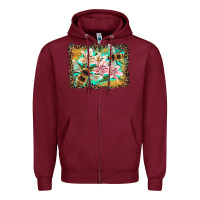 Burgundy bees and lilies with leopard Zipper Hoodie - Artiststas