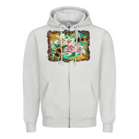 Dove Grey bees and lilies with leopard Zipper Hoodie - Artiststas