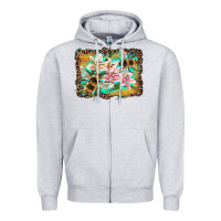 Heather Grey bees and lilies with leopard Zipper Hoodie - Artiststas