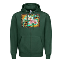 Sports Green bees and lilies with leopard Zipper Hoodie - Artiststas